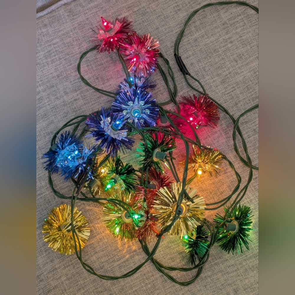 Vintage Christmas Lights Set 12 Foot -Tinsel, Midget Star 1960's